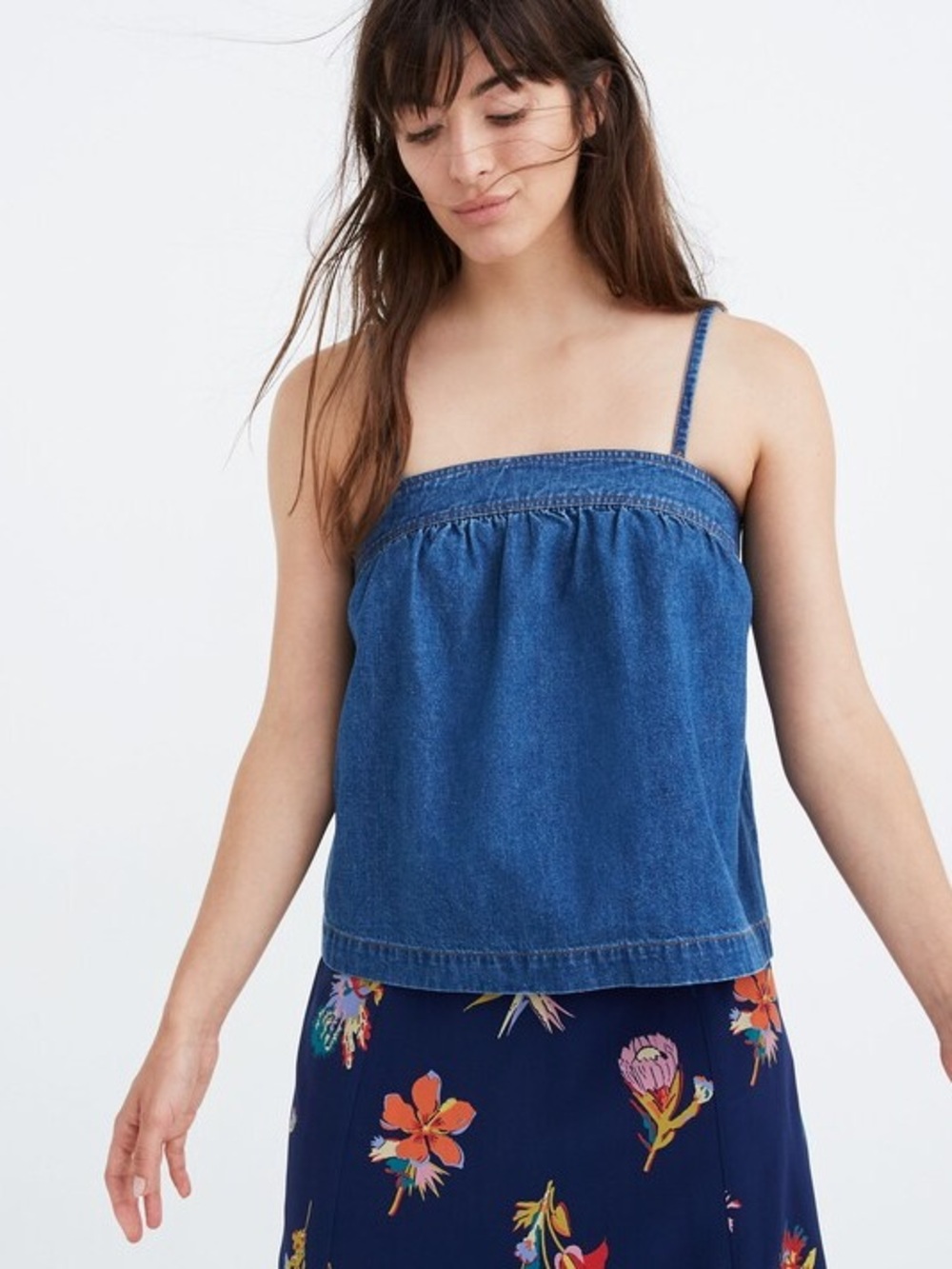 Madewell Denim Convertible Tie-Back Top in Alberta Wash - Large